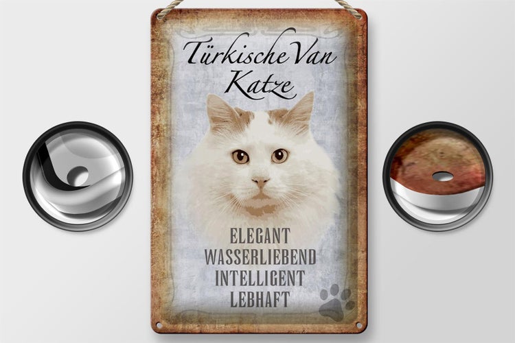 Blechschild Spruch 20x30cm türkische Van Katze Schild