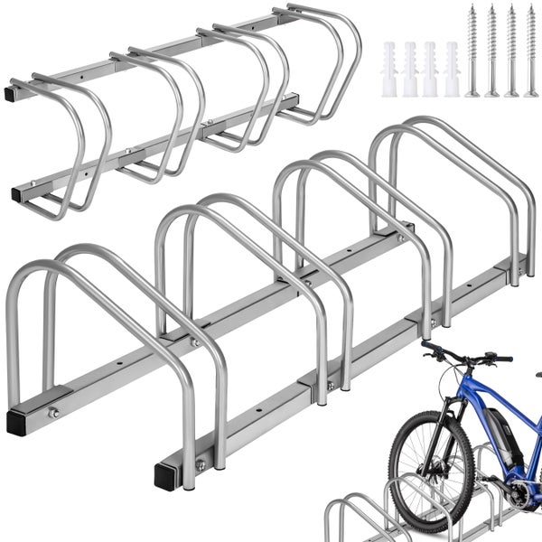 Fahrradständer tectake  von beiden Seiten befahrbar aus rostfreiem Stahl silber