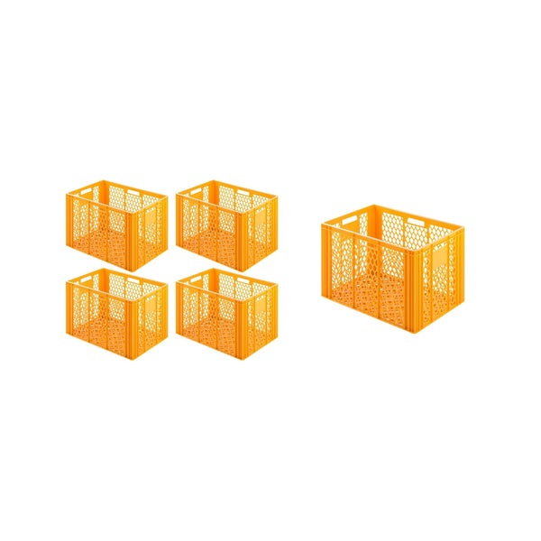 PROREGAL SparSet 5 x Eurobehälter Bäcker- und Konditorenkasten HxBxT 42,1 x 40 x 60 85 Liter Gelb-Orange Brötchenkiste Sstapelbare Bäckerkiste