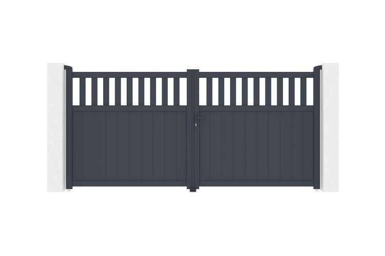 Flügeltor 3,4 m SANTIS H.160 graues Aluminium