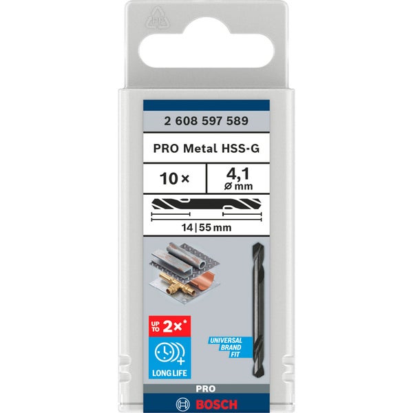 Bosch Metallbohrer HSS-G Pro, 10er-Packung, 4,1 Millimeter