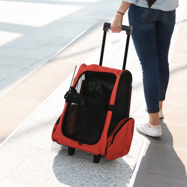 PawHut Tragetasche, L 42 x B 25 x H 55 cm, Oxford-Gewebe, Stahl, Rot+Schwarz