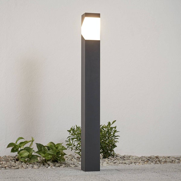 Lucande Außenleuchte Kiran (spritzwassergeschützt (Modern) in Schwarz aus Aluminium (1 flammig, E27) - Wegeleuchte Pollerleuchte Wegelampe Sockelleuchte