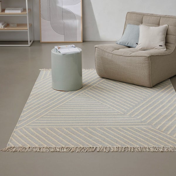 Kelim Teppich Pastell Grau Modern Pop WECONhome 80x150 cm