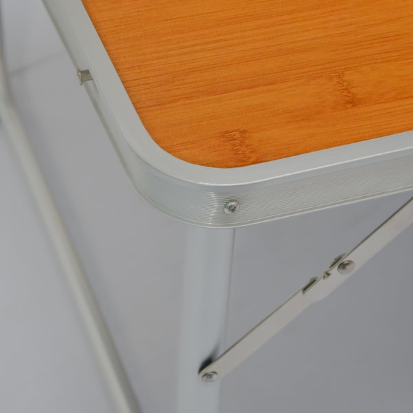 AMANKA klappbarer höhenverstellbarer Campingtisch 90x60x70 cm Leichtgewicht Klapptisch Reisetisch im Kofferformat Bambus