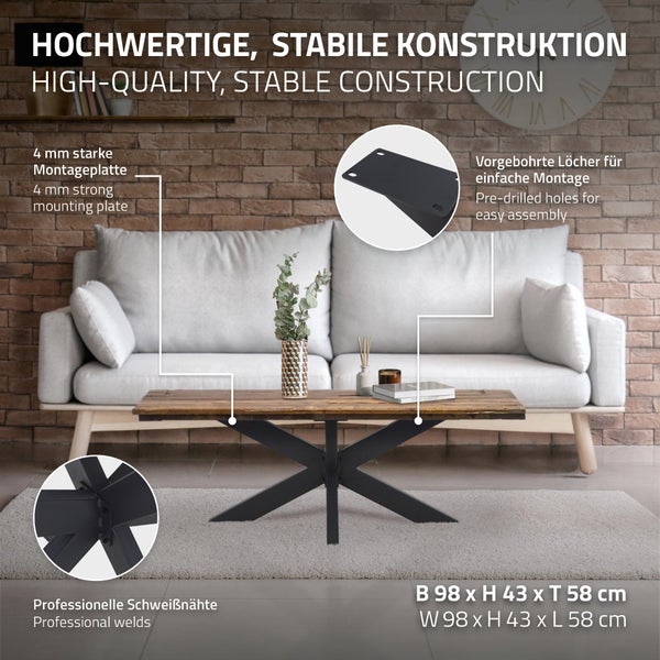 Couchtisch mit Holzplatte und schwarzem Metallgestell