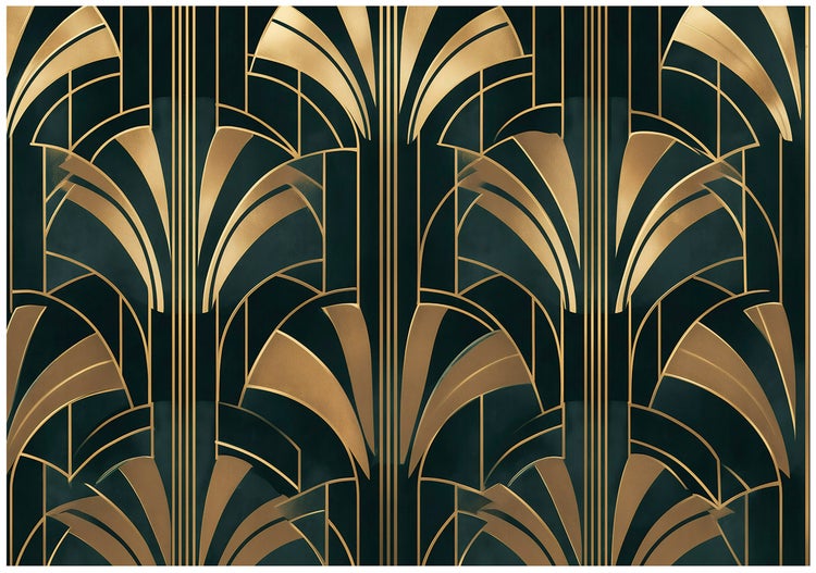 Tapete mit Art-Déco-Muster in Gold