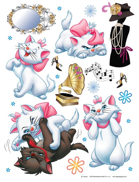 Disney Wandtattoo Aristocats Hellblau, Weiß und Rosa - 85 x 65 cm - 600104