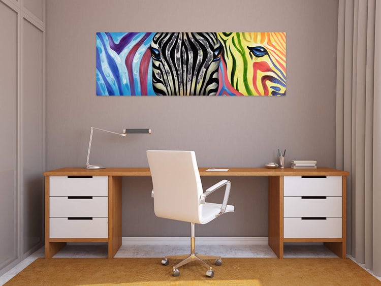 Handgemaltes Gemälde Acrylfarbe 150x50cm Bunt