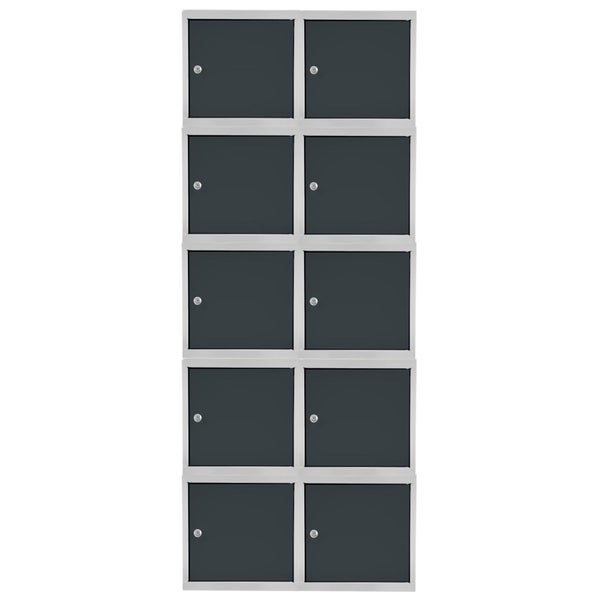 PROREGAL Mega Deal | 10x Schließfachwürfel Blocky mit Zylinderschloss + 2 Schlüssel | HxBxT 40x40x40cm | Anthrazit/Lichtgrau | Tresor, Schließfach
