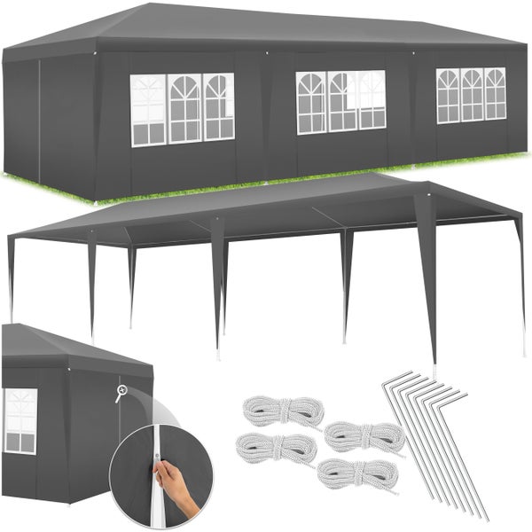 Pavillon tectake Elasa 9 x 3 m inklusive Spannseile und Heringe