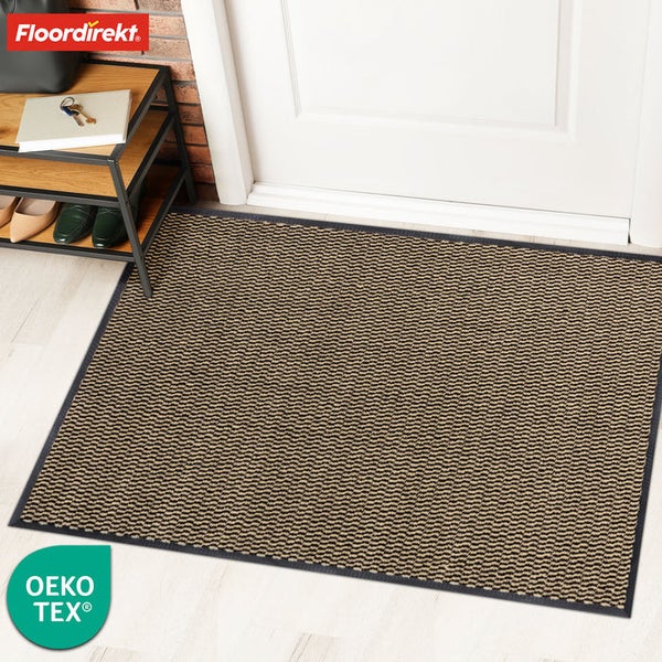 FLOORDIREKT Schmutzfangmatte - SKY Novo - PVC-frei - Extra Halt & Langlebigkeit - Ocker-Schwarz - 40 x 60 cm