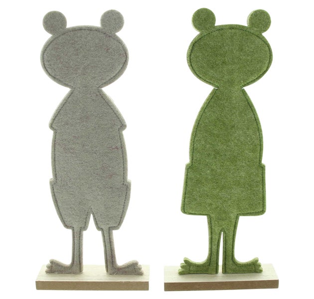 FRANK FLECHTWAREN | Frosch Casual, 2er Set, FILZ AUS PET, HOLZ, MDF, 13 x 4 x 31 cm