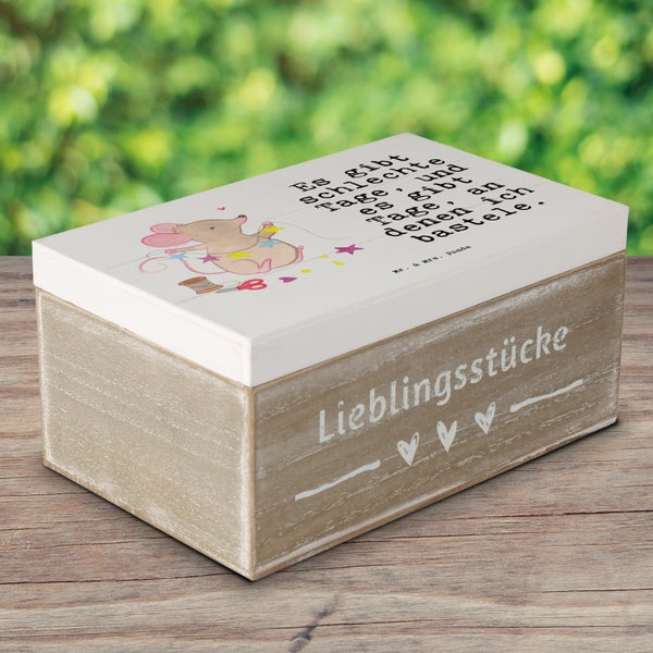 Mr. & Mrs. Panda 19 x 12 cm Holzkiste Maus Basteln - Weiß