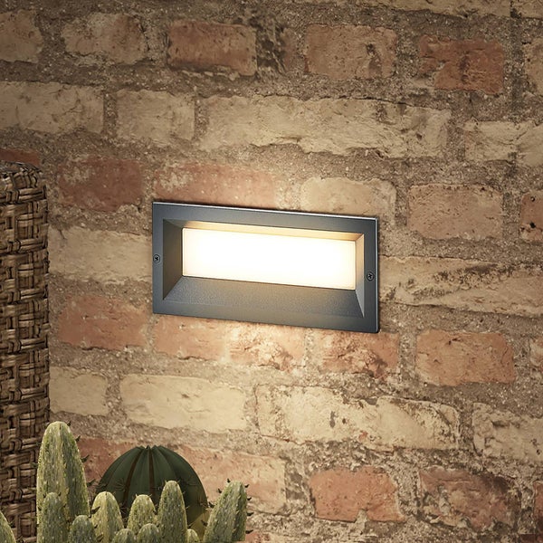 Lucande LED Wandleuchte außen Lachlain (Modern) in Alu aus Aluminium (1 flammig, ) - Wandeinbauleuchte für Außen Wandlampe Außenwand/Hauswand Haus Terrasse & Balkon
