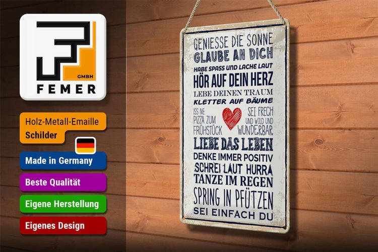 Blechschild Spruch 20x30cm genieße die Sonne