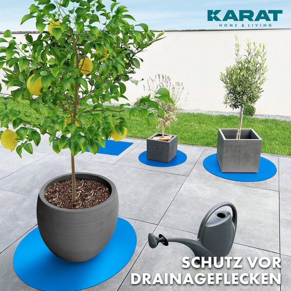 FLOORDIREKT Untersetzer Majesty  - mit abgeschrägter Kante für Blumentöpfe - Bodenschutz - Blau - 60 cm - Rund
