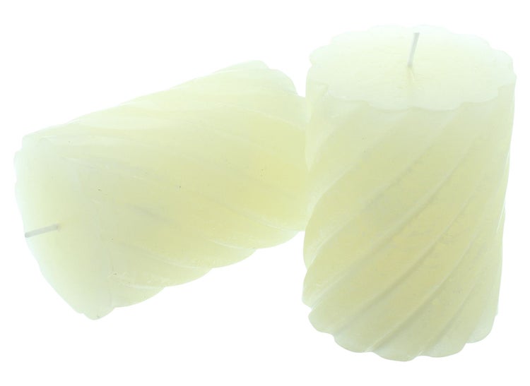 FRANK FLECHTWAREN | Stumpenkerze Creme, 4er Set, WACHS, Ø 7,4 x 10 cm, Brenndauer ca. 48 Stunden