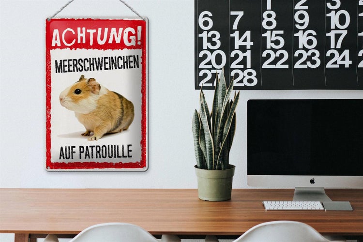 Blechschild Spruch 20x30cm Achtung Meerschweinchen Patrouille