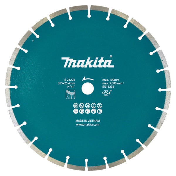 Makita Diamanttrennscheibe nass / trocken 355x25,4 mm - E-23226