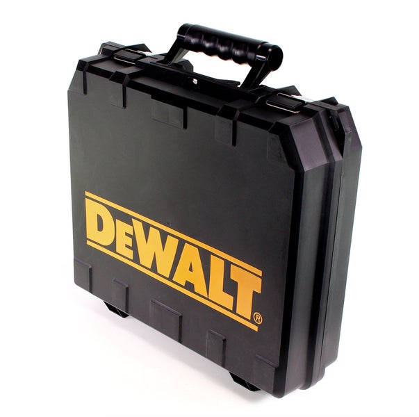DeWALT Werkzeugkoffer aus robustem Kunststoff mit Tragegriff und DeWALT Logo.