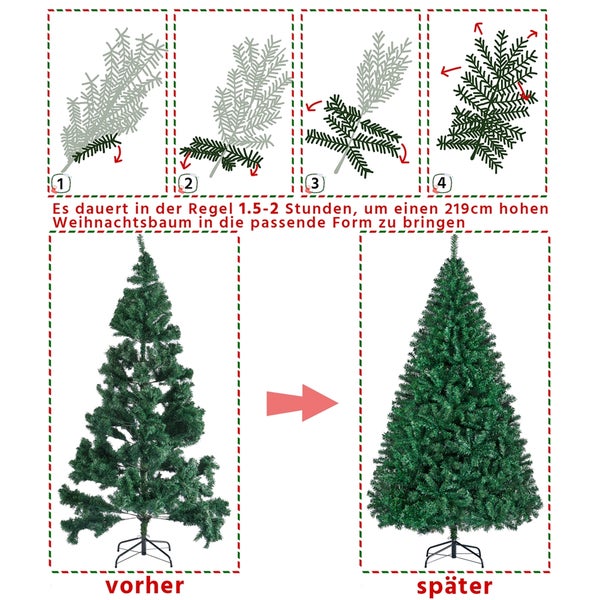 Anleitung zur Formgebung eines 219 cm hohen Weihnachtsbaums.