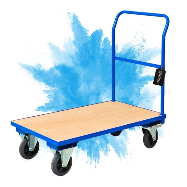 PROREGAL Profi Plattformwagen HxBxT 102 x 60 x 98 cm Traglast 450 kg Lichtblau