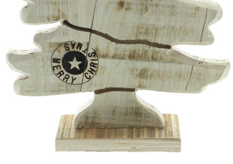 FRANK FLECHTWAREN | Holzdeko Branded Tree, 21 x 5,5 x 37 cm , TANNE, PAPPEL, JUTE,