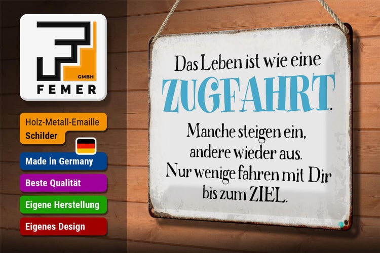 Blechschild Spruch 30x20cm Leben ist wie eine Zugfahrt