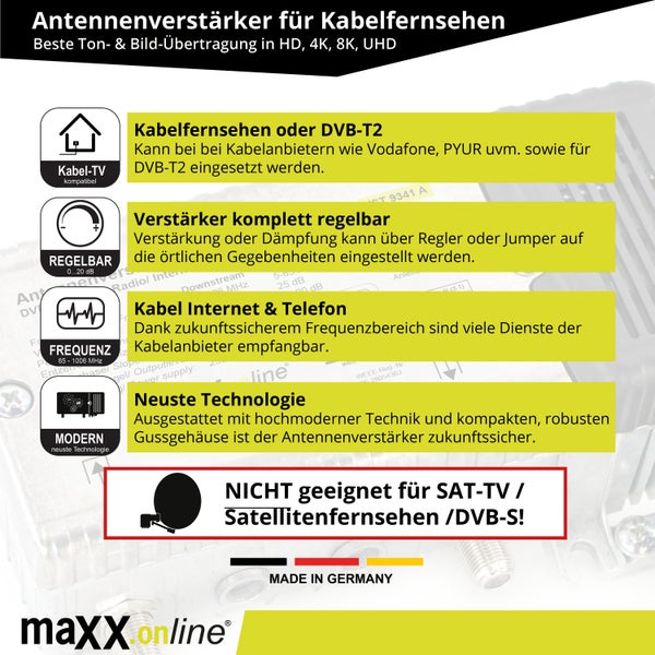 Informationen zum Antennenverstärker für Kabelfernsehen