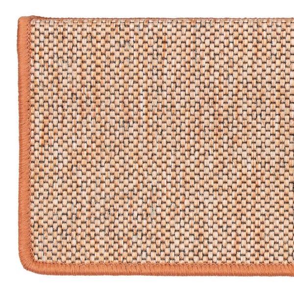 FLOORDIREKT Stufenmatte Sabang - Sisaloptik - Gekettelter Rand & Selbstklebend - Terra - 23,5 x 65 cm - Rechteckig