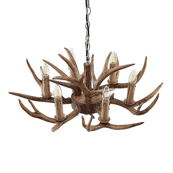 Deckenleuchte mit Geweih-Design und sechs Leuchtmitteln