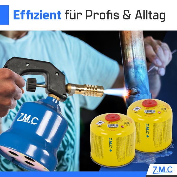 Z.M.C 3X Gaskartuschen 300g, Propan/Butan Gas 600ml, Gaskartusche EN417 Eurogewinde Anschluss, Schraubkartusche für Gaskocher, Gasbrenner, Unkrautbrenner, Universal Druckgasdose mit Schraubventil