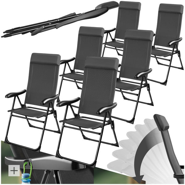Campingstuhl tectake Müritz Belastbarkeit 120 kg, 57 x 65 x 112 cm klappbar anthrazit