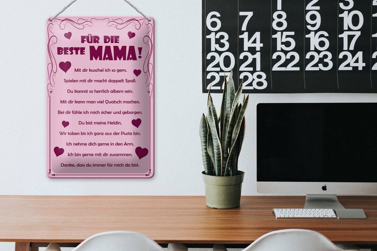Blechschild Spruch 20x30cm Für die beste Mama
