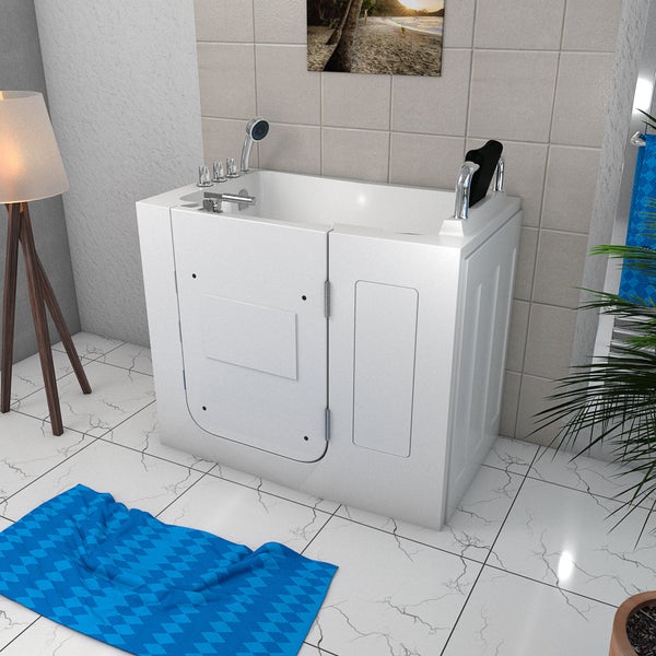 Illustration einer Duschkabine mit Maßangaben zu Installation und Positionierung.