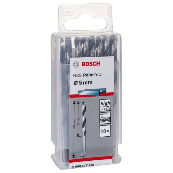 Bosch 10x HSS PointTeQ DIN 338 5 x 52 x 86 mm - 2608577218