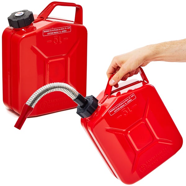 Roter 5 Liter Kraftstoffkanister aus Metall mit Tragegriff