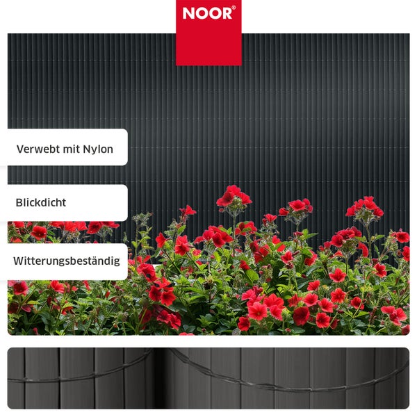 Noor Sichtschutzmatte aus Kunststoff, blickdicht und witterungsbeständig mit Nylon verwebt, ideal für den Garten