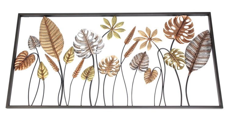 FRANK FLECHTWAREN | Metallbild Blätter, METALL, 90 x 2,5 x 45 cm