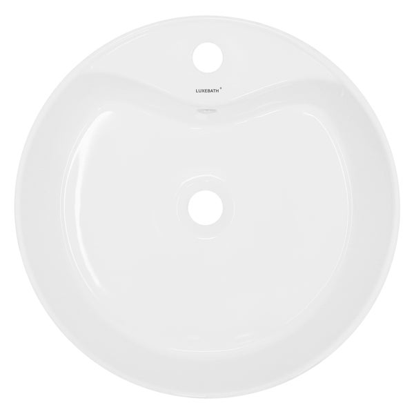ECD Germany Waschbecken Waschtisch Ø 460 x 155 mm aus Keramik Weiß inkl. Ablaufgarnitur für Waschbecken mit Überlauf Aufsatzbecken Aufsatzwaschbecken Aufsatzwaschtisch Waschschale Spülbecken Becken