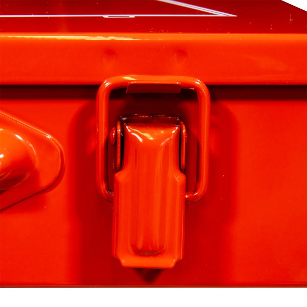 PROREGAL Sortimentskoffer aus Metall mit 9 farbigen Systemfächer | HxBxT 7x24x34cm | Verkehrsrot