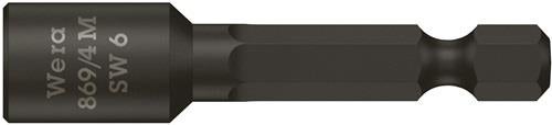 Wera Steckschlüsseleinsatz 869/4M mit 6-kant-Antrieb Schlüsselweite 6 mm Länge 50 mm mit Magnet - 5060421001