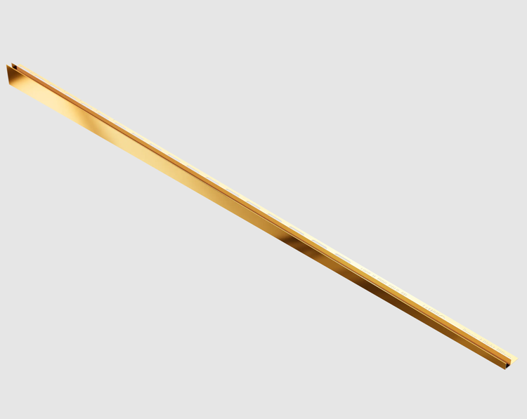 Fliesenschiene Abschlussprofil aus Aluminium in Goldoptik glänzend.