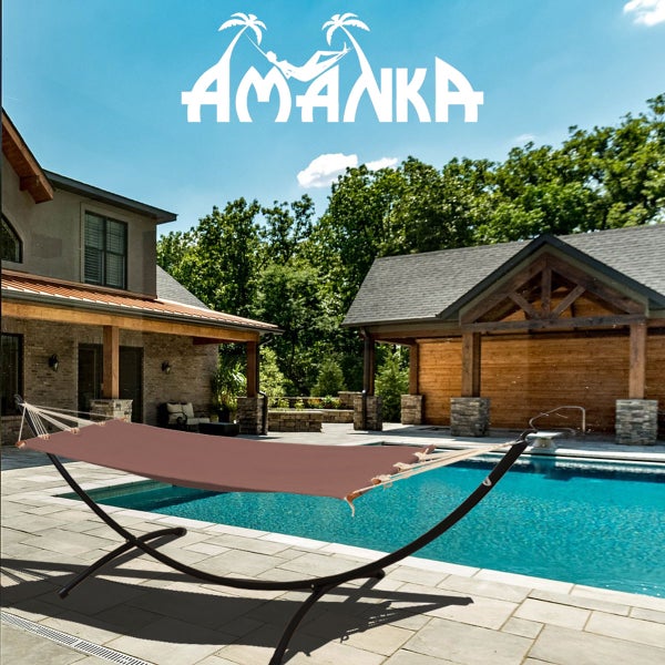 AMANKA Bis 100kg: Outdoor Stabhängematte 1 Person - 190x80cm Hängematte Outdoor Hängeliege ohne Gestell - Hängematte mit Stange - Garten Hängematte für Balkon Schaukelliege Indoor Liege zum Aufhängen