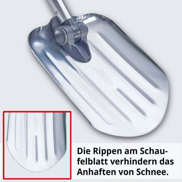 Hecht Schneeschaufel aus Aluminium mit Rippen zur Vermeidung von Schneehaftung