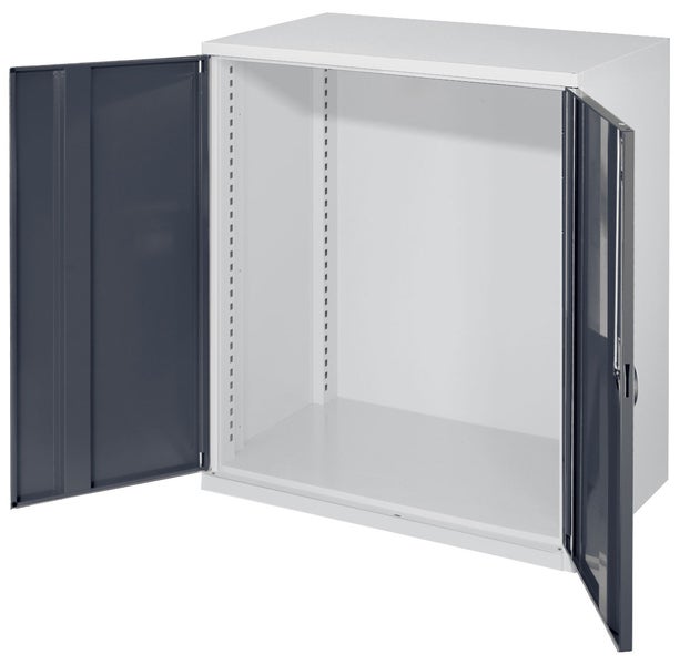 Metallschrank mit zwei offenen Türen