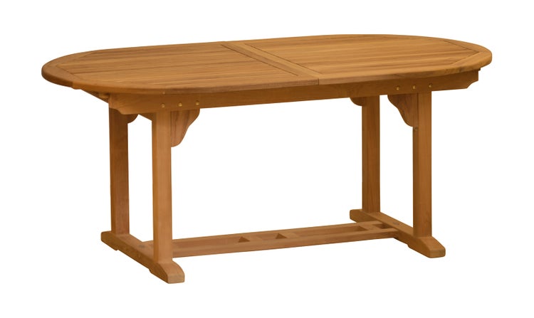 Teak Ausziehtisch oval 240 x 120 cm premium wetterfest erweiterbar