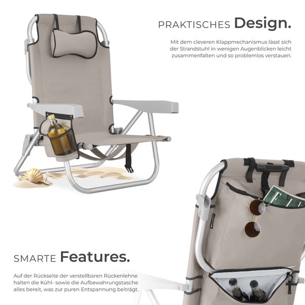 Strandstuhl mit Getränkehalter und Aufbewahrungstasche