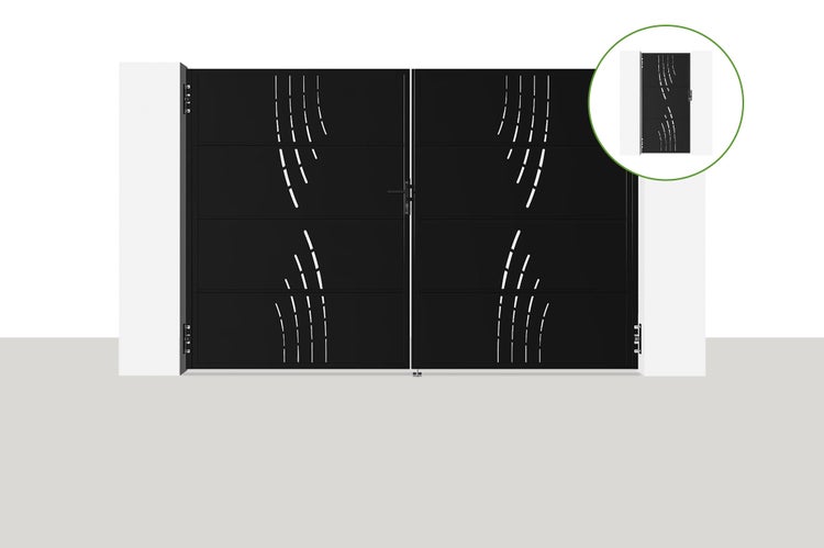 Doppelflügeltor mit dekorativem Design für den Außenbereich